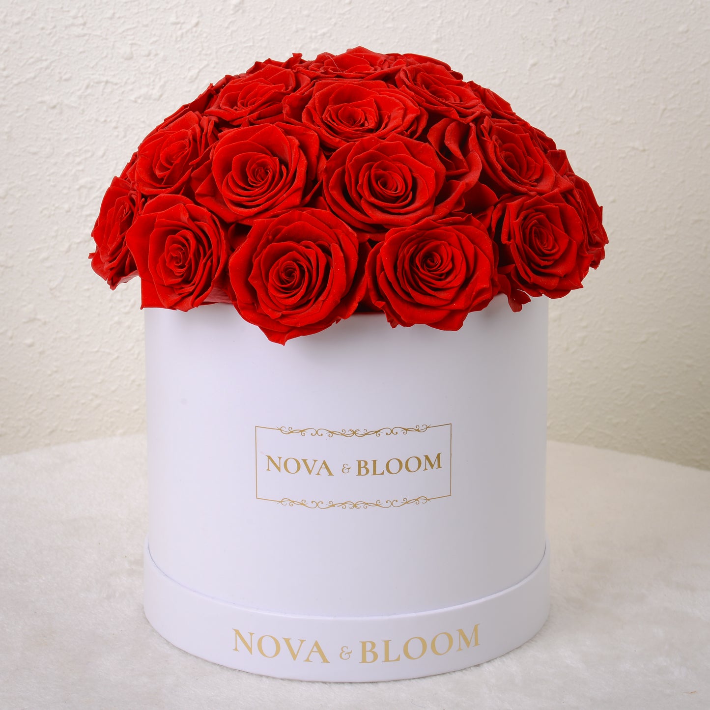 White Dome Eternal Bloom Arrangement - Red Preserved Roses