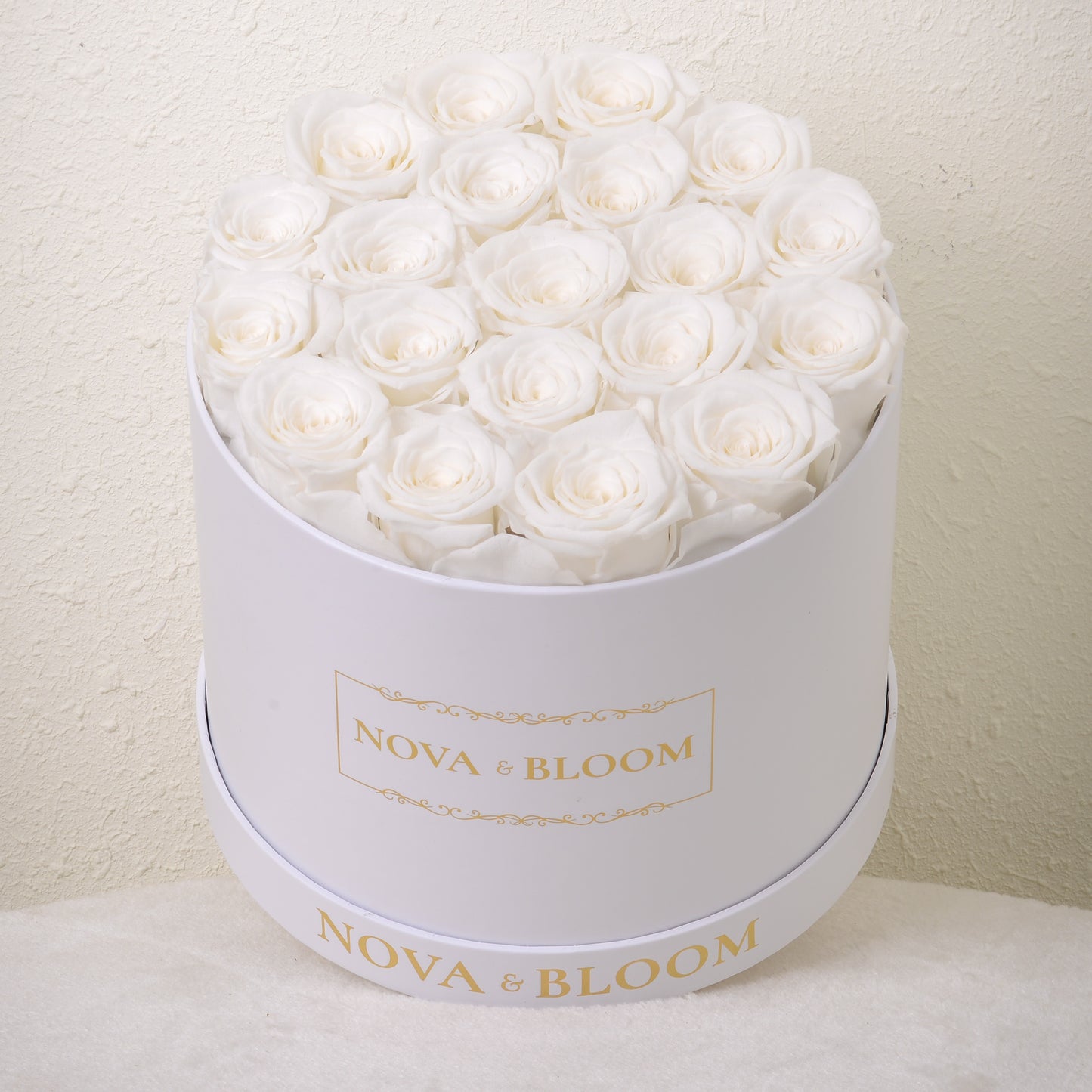 Large White Round Arrangement - White Preserved Roses - Top View